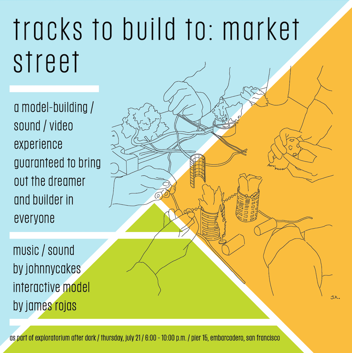 John Kamp of Prairieform and James Rojas of Place It! will be giving a talk on their new book, Dream Play Build, and creating an interactive pop-up model for the Exploratorium's After Dark series.