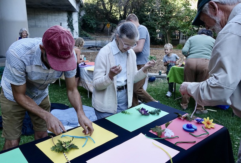 Photo of hands-on workshop to generate designs and ideas for the Frog Park Climatescape in Oakland, California