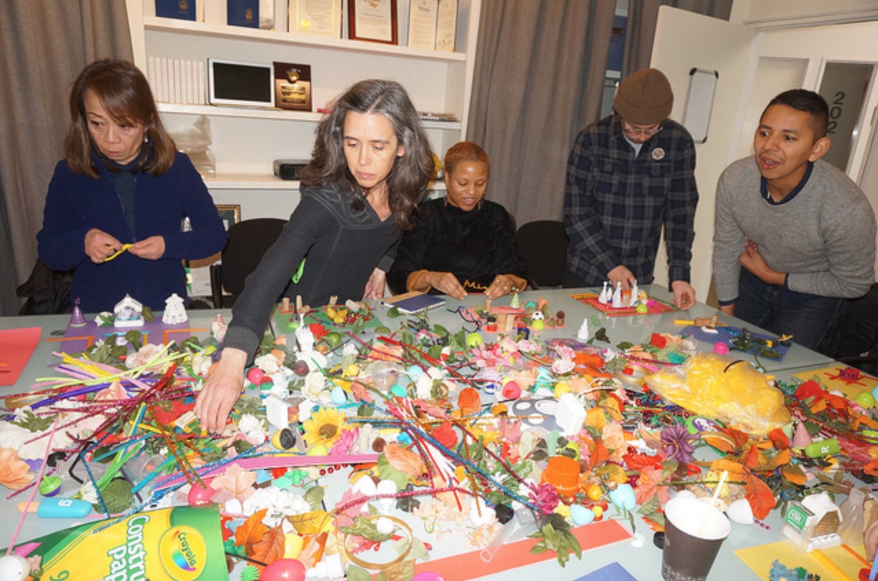 Staffers at Walk SF building their ideal walkable and bikable San Francisco. Workshop led by James Rojas and John Kamp.