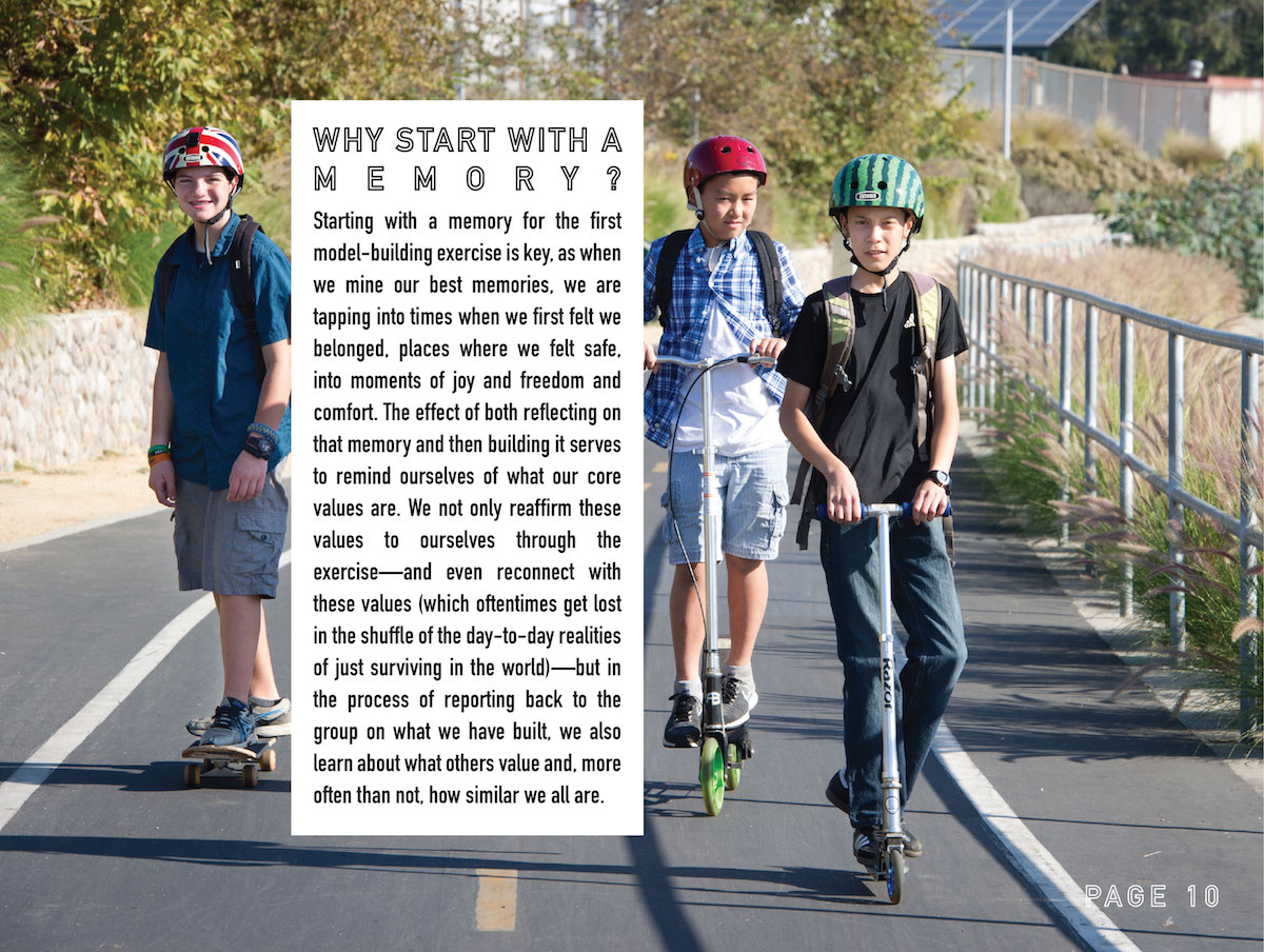 Photo of kids scooting home from school and explanation of why it is important to start the engagement process with people building their favorite childhood memory.