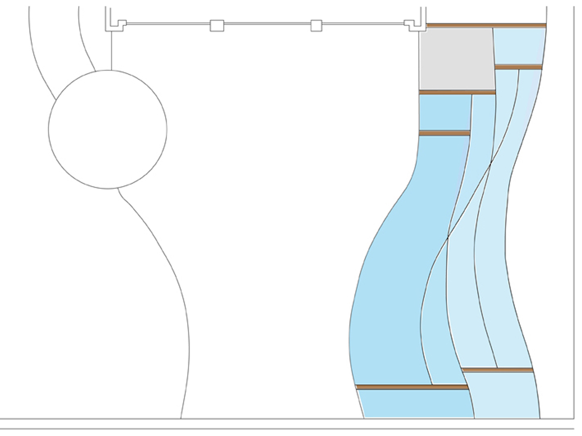 The concept design for the rain garden in Minneapolis showing its zones divded up based on water needs and access.