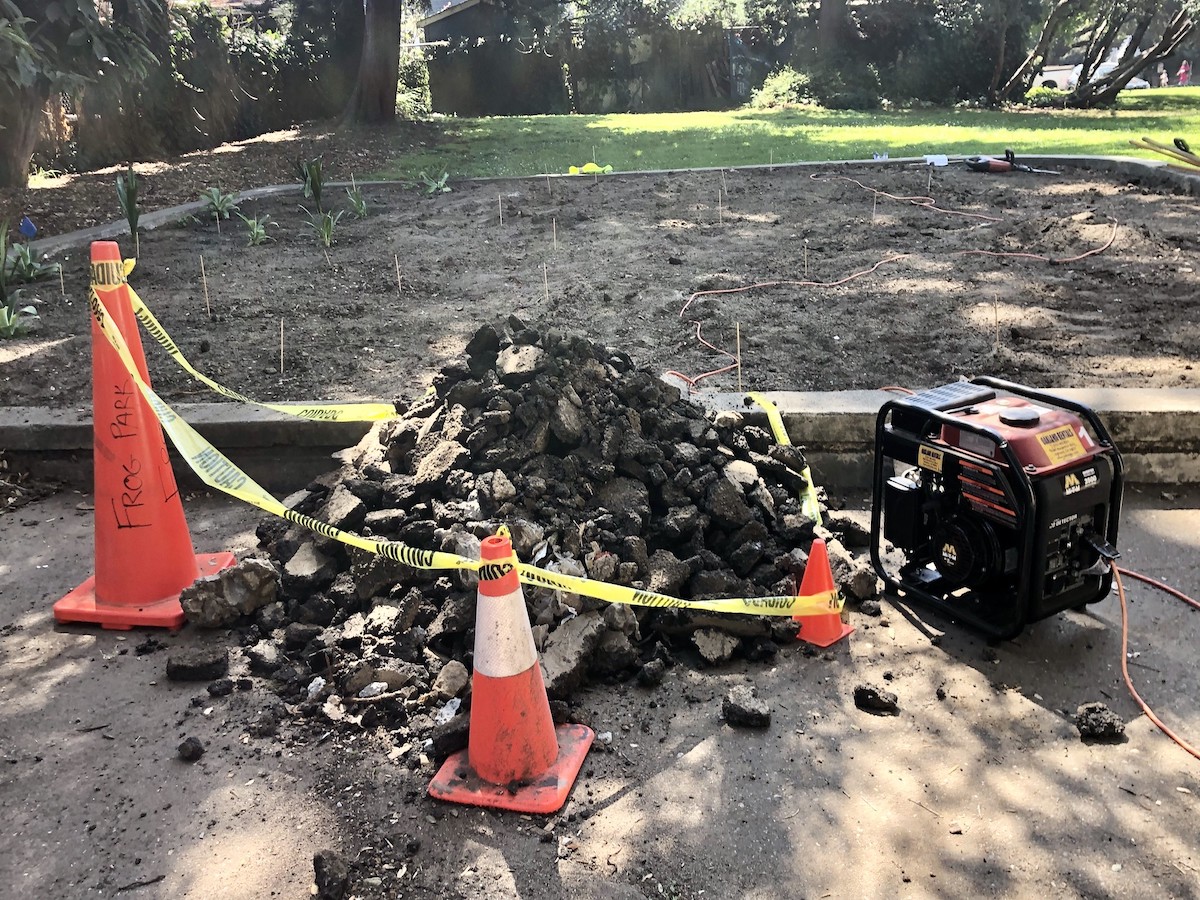The pile of asphalt we removed from the site on Creek to Bay Day.